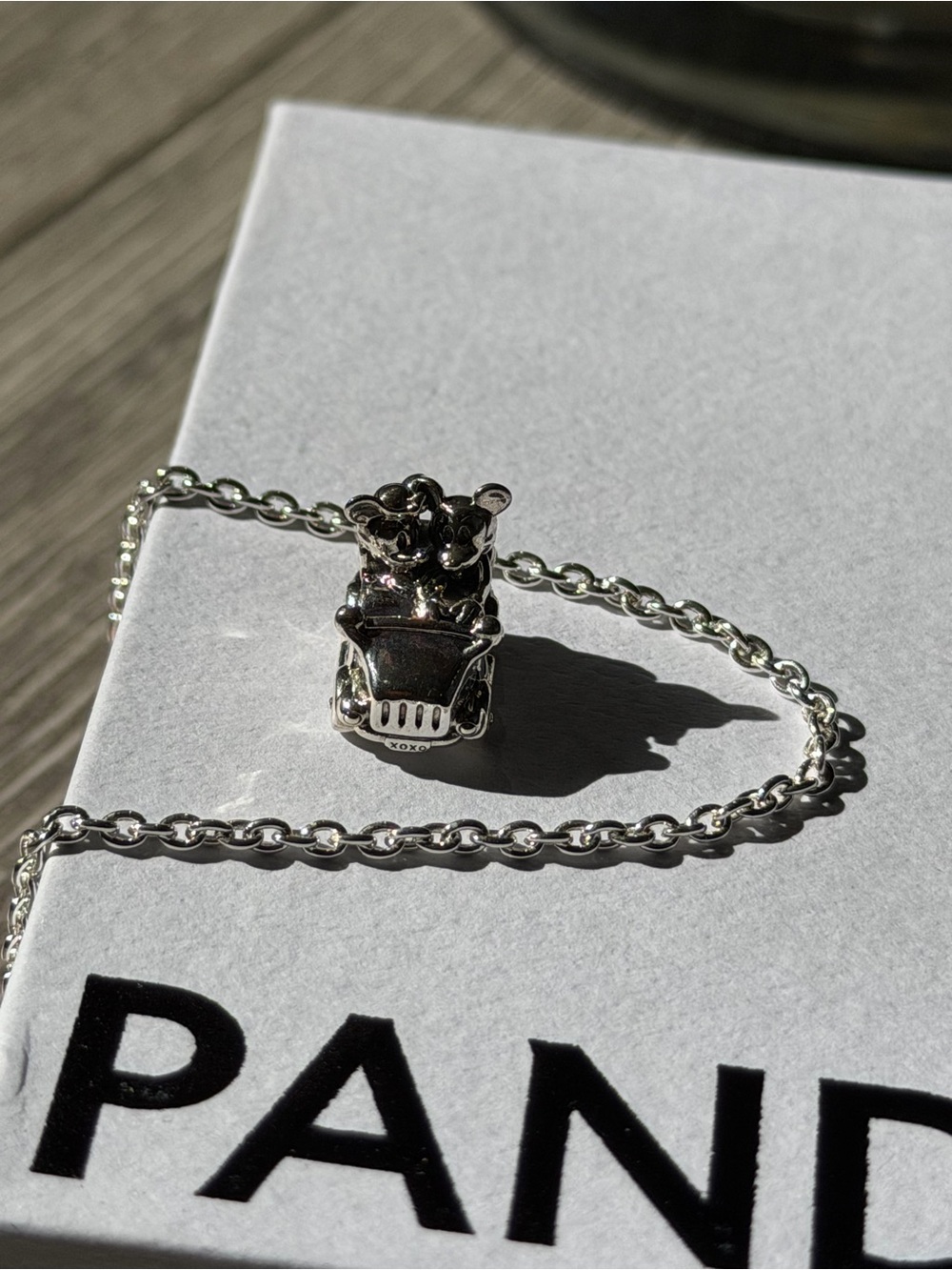 Pandora Silver Mickey Minnie Disney Driving Car Charm Necklace - Silver **NEW**